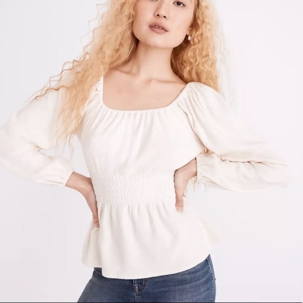 Madewell square neck smocked sweater